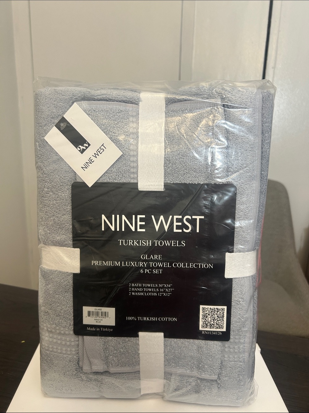 Nine West Glare Light Gray Turkish Towel 6-Piece Set